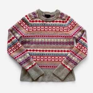 J. Crew Multicolor Patterned Crew Neck Sweater